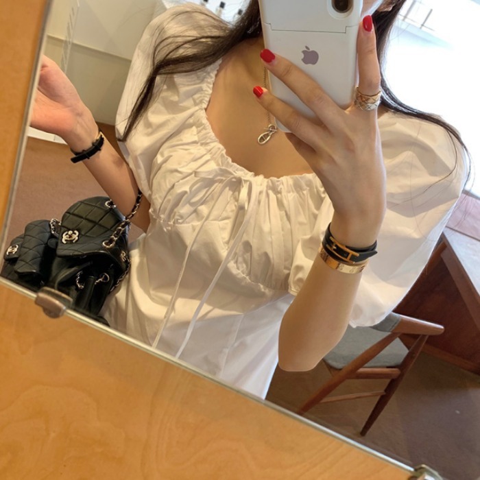 Women's Casual Defined-Waist Square-Neck Lace-Up Dress - Image 4